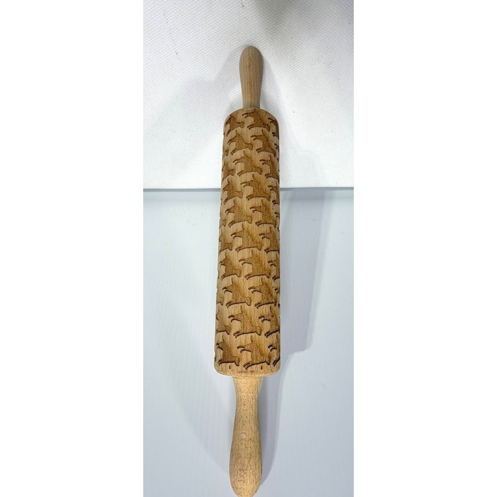 Laser Engraved Wood Dog Embossing Rolling Pin Labrador Retriever Pattern 17.5in
